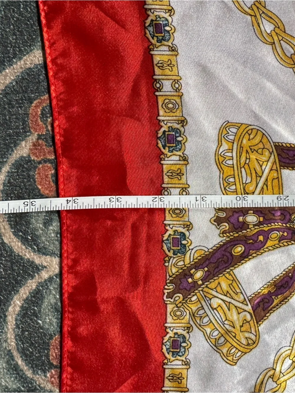 Silk-Feel Red and White Decorative Scarf